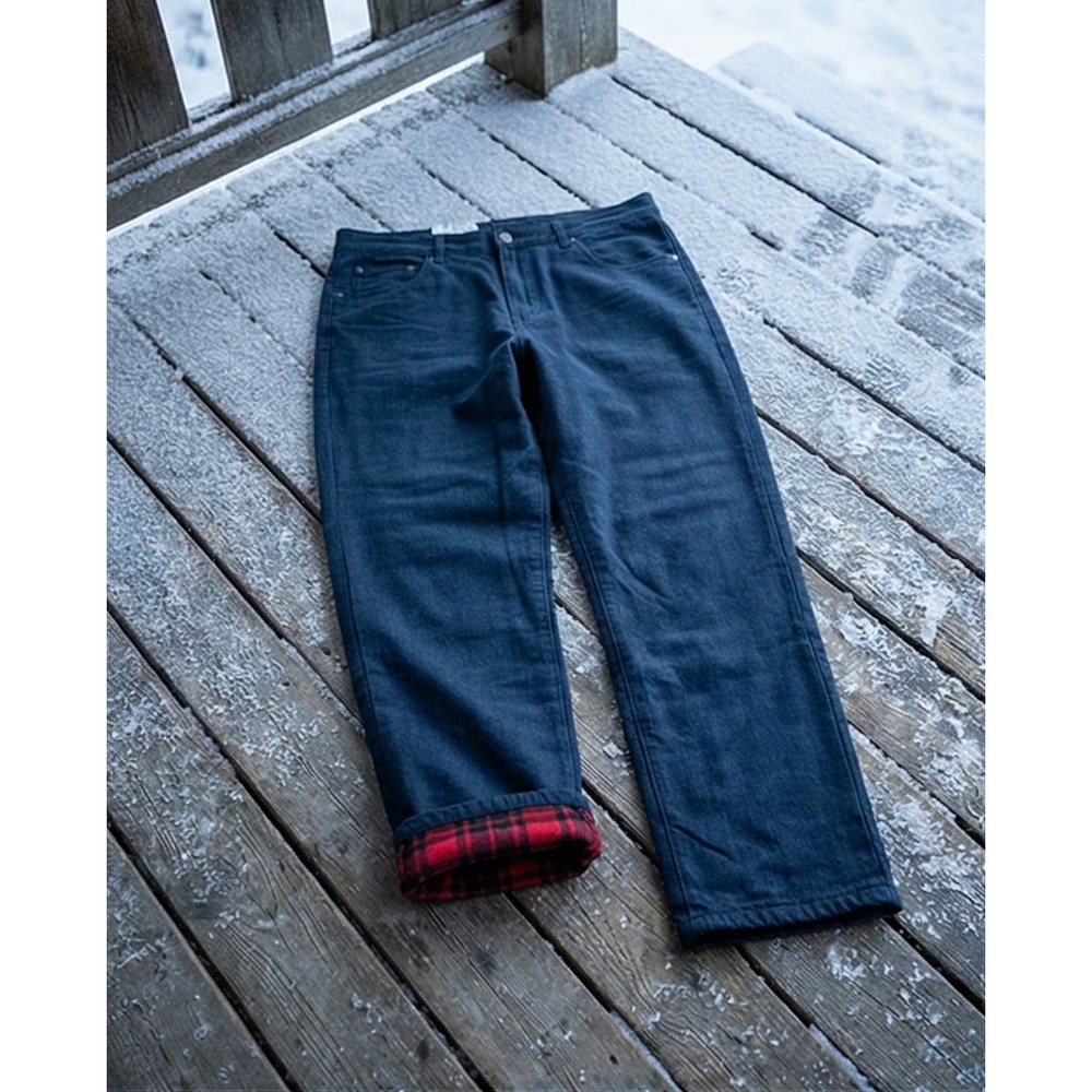 Adventuridge Mens Flannel Lined Jeans 40x32 Blue Denim Winter Warm‎ NWT